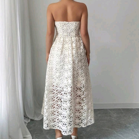 Women Floral Jacquard Sling Long Dress, Elegant Spring And Summer - Picture 4 of 4